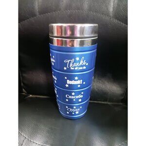 Thanks For All You Do Message Tumbler Stainless Steel Blue W/ White Letters NEW
